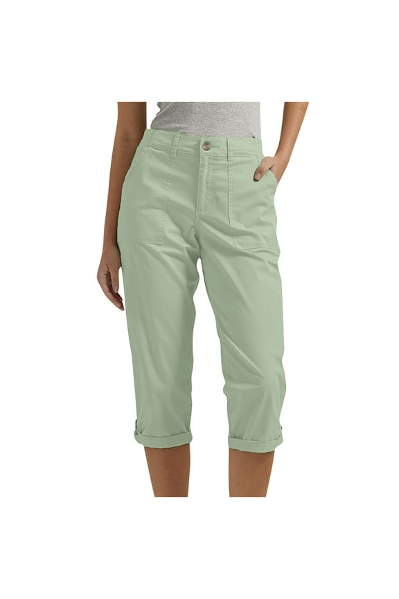 Womens Pants Cargo Style Patch Pocket Rolled Hem Pants Durable Button Casual Outdoor Walks Daily Wear Practical Pants