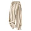 thumbnail image 1 of Bibifish Womens Pants Casual Loose Solid Color Linen Blend Harem Pants Elastic Waist Stylish Soft Spring Autumn Breathable Daily Wear Long Trousers, 1 of 6
