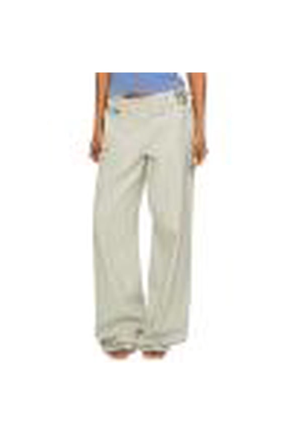 Womens Pants Dark Style Wide Leg Denim Jeans Cropped Unique Buckle Asymmetric Pockets Trendy Street Stylish Bottoms