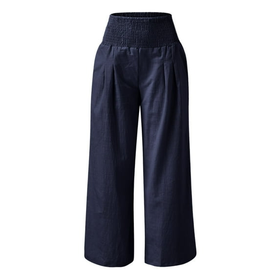 Bibifish Womens Pants Elastic High Waist Flowy Wide Leg Trousers Solid Color Soft Workout Sports Ladies Bottoms Outfits With Pockets