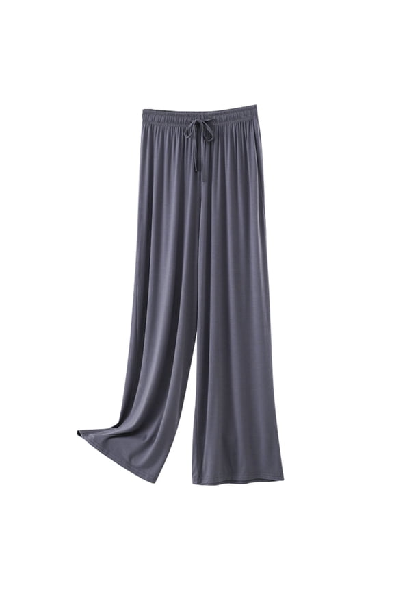 Womens Pants Elastic Waist Drawstring Flowy Wide Leg Sleeping Pants With Pockets Casual Dinner Dates Elegant Pants For Ladies