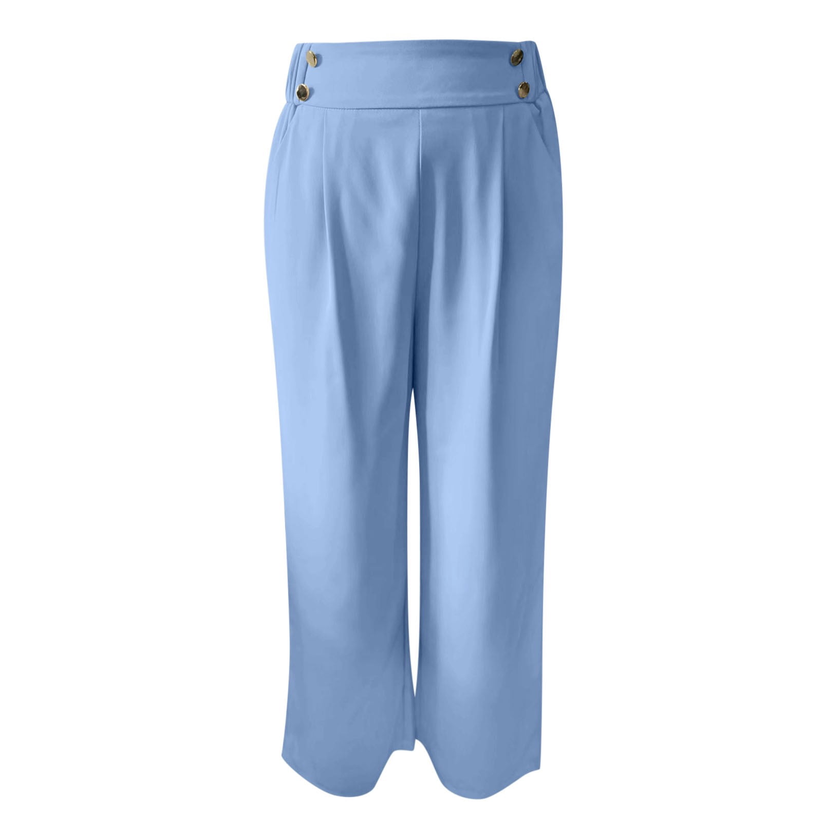 Elegant High-Waisted Trousers with Decorative Buttons