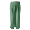 thumbnail image 1 of Bibifish Womens Pants Elegant High Waist Botton Design Trousers Cozy Solid Color Long Straight Workout Ladies Outfits With Dragging Hem, 1 of 6