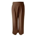 thumbnail image 1 of Bibifish Womens Pants Elegant High Waist Botton Design Trousers Cozy Solid Color Long Straight Workout Ladies Outfits With Dragging Hem, 1 of 6