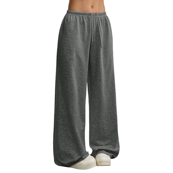 Bibifish Womens Pants Flowy High Waist Drawstring Wide Leg Sweatpants Spring Casual Solid Color Straight Leg Joggers With Pockets