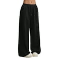 thumbnail image 1 of Bibifish Womens Pants Flowy High Waist Drawstring Wide Leg Sweatpants Spring Casual Solid Color Straight Leg Joggers With Pockets, 1 of 6