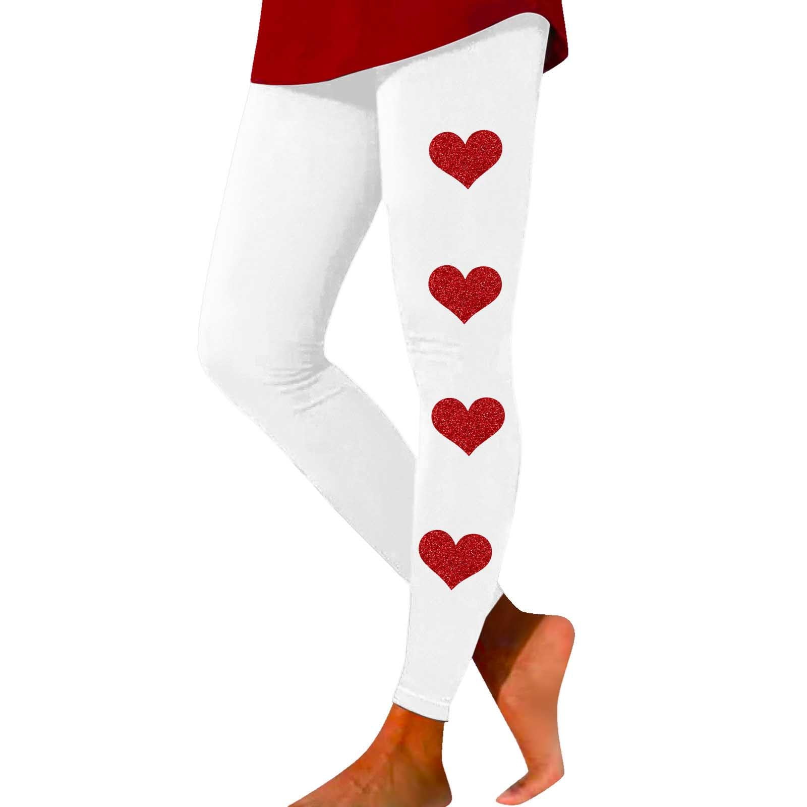 Bibifish Womens Pants Love Heart Print Leggings Elastic Slim Fit Casual ...