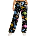 thumbnail image 1 of Bibifish Womens Pants Multicolor Dinosaur Silhouette Print Drawstring Waist Breathable Pants Casual Home Wear Pants With Side Pocket, 1 of 5