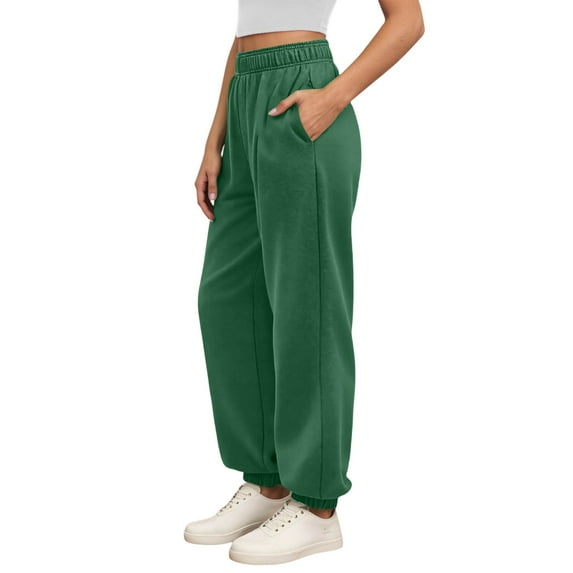 Bibifish Womens Pants Oversized High Waist Internal Drawstring Sweatpants Elastic Waistband Solid Color Athletic Jogger Pants With Pockets