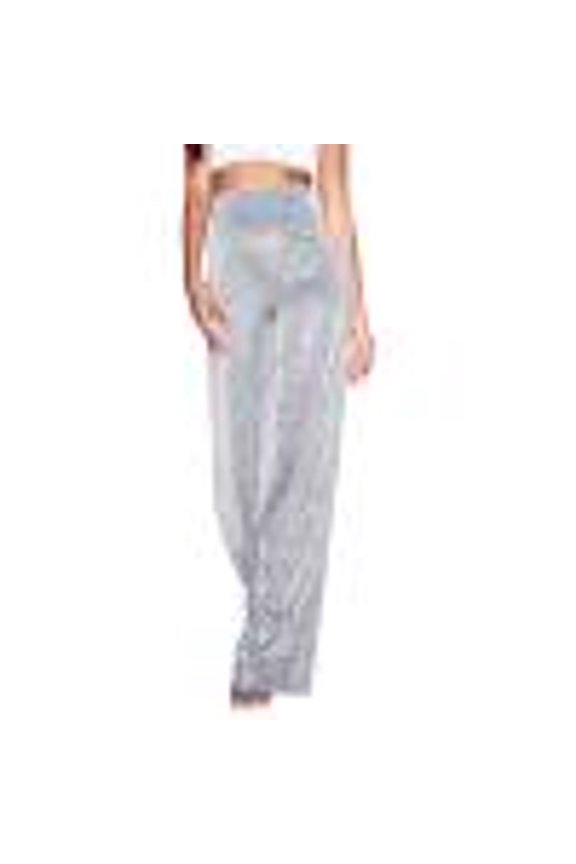 Womens Pants Shiny Metallic High Waist Drape Zipper Up Wide Leg Flared Pants Comfortable Stylish Casual Long Trousers