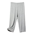 thumbnail image 1 of Bibifish Womens Pants Solid Color Breathable Knit Elastic Waist Capri Length Pants Loose Fit Casual Summer Errands Daily Wear Relaxed Comfy Pants, 1 of 3