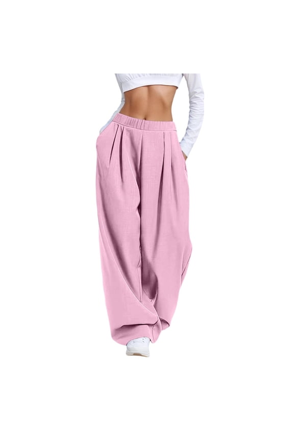 Womens Pants Slate Pleated Waist Lightweight Baggy Tapered Leg Pants Outdoor Trips Daily Wear Trousers With Side Pockets