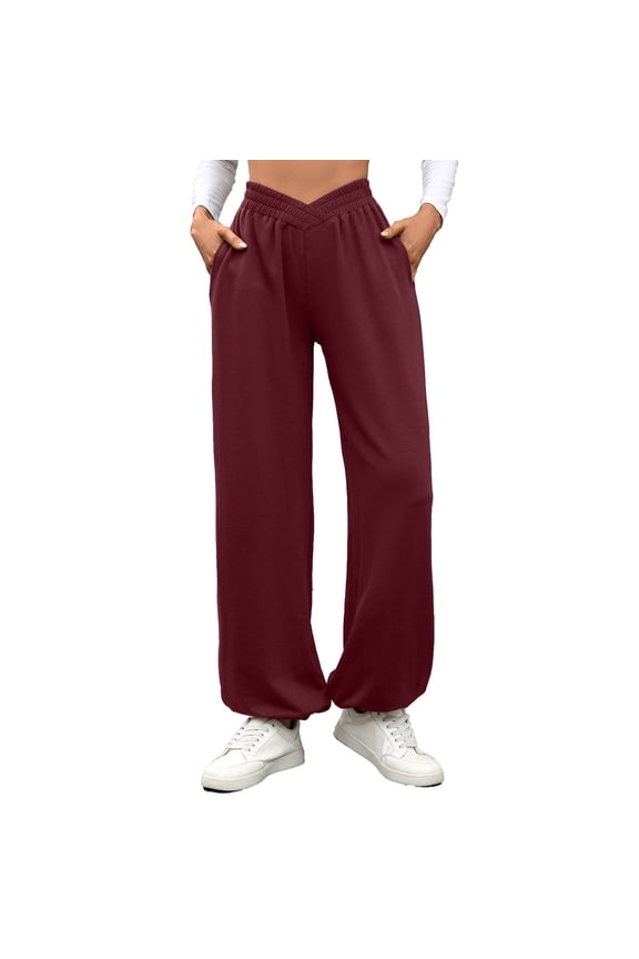 Womens Pants Solid Color Soft Elastic Waist Ribbed Loose Fit Joggers Warm Casual Spring Autumn Daily Lounging Cozy Comfy Pants