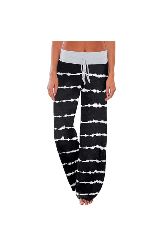 Womens Pants Stripe Print Drawstring Waist Side Pocket Pants Soft Loose Fit Casual Home Loungewear Daily Bohemian Style Pants