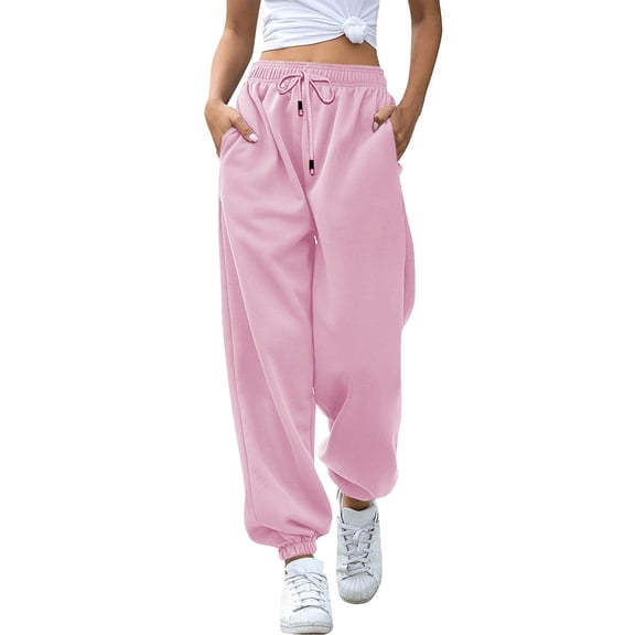 Bibifish Womens Pants Sweatpants Women Fitness Drawstring Jogging Pants With Pockets Casual Loose Elastic Waist Drawstring Sweatpants