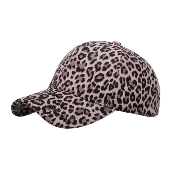 Bibifish Womens Pink Leopard Print Baseball Cap Black Accent Soft Curved-Brim Lightweight Casual Vacation Daily Outdoor Sun Protection Cap