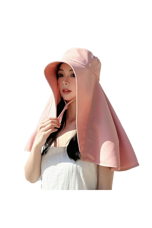 Womens Pink Sun Hat Full Neck Coverage & Adjustable Strap Detail Soft Lightweight Casual Outdoor & Vacation Sun Protection Cap