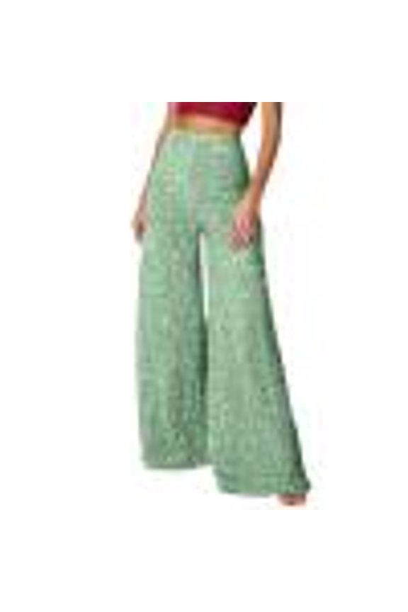 Womens Plazzo Pants Solid Color Shiny Sequin Wide Leg Pants Spring Summer Comfortable Style Mid Waist Slim Fit Stylish Going Out Long Trousers