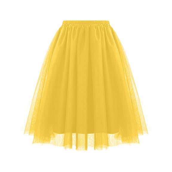Bibifish Womens Pleated Tutu Skirts Midi Length High Waist Soft Flowy Mesh Skirts Plus Size A Line Trendy Princess Skirts For Ladies