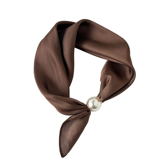 Bibifish Womens Pop‑On Pearl Necklace Scarf Magnetic Closure Silky Solid Neck Band Bag Charm Bag Accessory