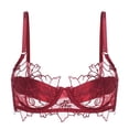 thumbnail image 1 of Bibifish Womens Push Up Bras Spaghetti Straps Floral Applique Sheer Lace Bras Ladies Plunge Elegant Evening Occasion Bras, 1 of 2