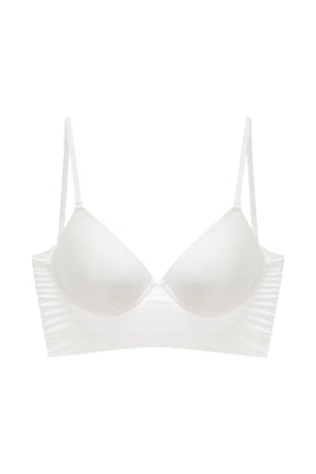 Womens Push Up Bras Spaghetti Straps Triangle Cup Longline V Neck Tshirt Bras Smooth Molded Cup Party Night Out Bras