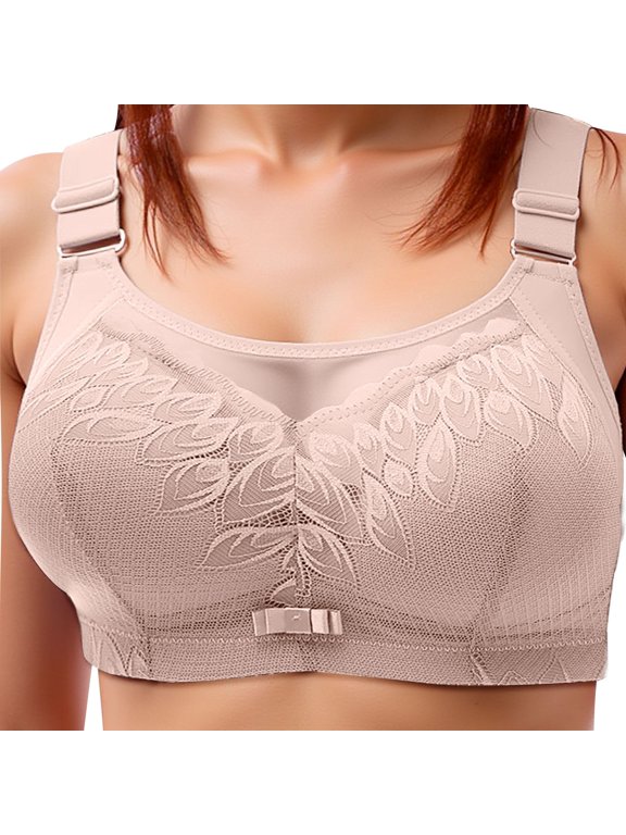 Womens Push Up Bras Wide Straps Lace Mesh Everyday Bras Full Coverage Back Smoothing Supportive Leisure Lace Bras