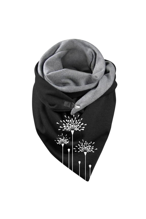 Womens Red Flower Print Scarf Winter Retro Warm Double-sided Shawl with Buckle Soft Street Daily Wear comfortable warp