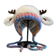 thumbnail image 1 of Bibifish Womens Reindeer Shape Fluffy Trapper Hat With Rainbow Knit Ear Flaps Soft Warm Cozy Hat Winter Holiday Outings Novelty Stylish Hats, 1 of 6