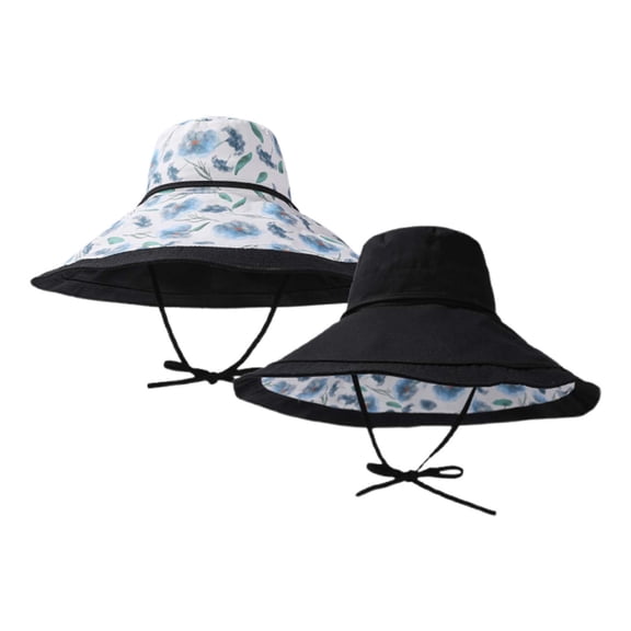 Bibifish Womens Reversible Floral Bucket Hat Double-Sided Print & Adjustable Drawstring Hat Lightweight Fabric Foldable Casual Daily Workout & Travel Sun Protection Hat