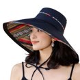 thumbnail image 1 of Bibifish Womens Reversible Wide-Brim Bucket Hat Striped Pattern Hat Soft Lightweight Adjustable Chin Strap Casual Vacation Travel Beach & Outdoor Sunshade Cap, 1 of 3
