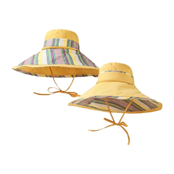 Bibifish Womens Reversible Wide-Brim Bucket Hat Striped Pattern Hat Soft Lightweight Adjustable Chin Strap Casual Vacation Travel Beach & Outdoor Sunshade Cap