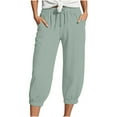 thumbnail image 1 of Bibifish Womens Ribbed Capri Joggers Elastic Waist Knee Length Jogger Ribbed Texture Side Pockets Loose Fit Comfortable Summer Cozy Capri Joggers, 1 of 5