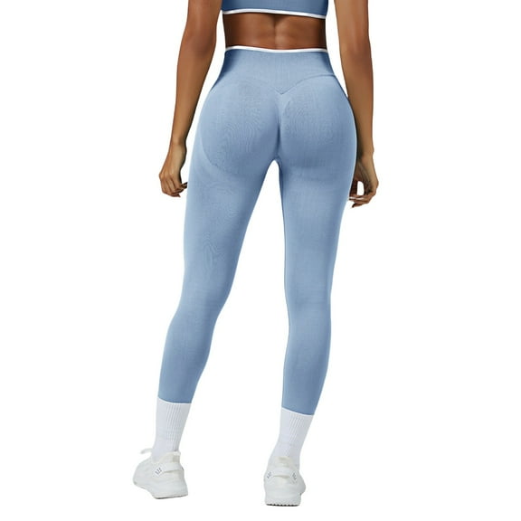 Bibifish Womens Ribbed Capri Leggings High-Waist Ribbed Contrast Waistband Yoga Leggings Class Casual Walks Flattering Activewear