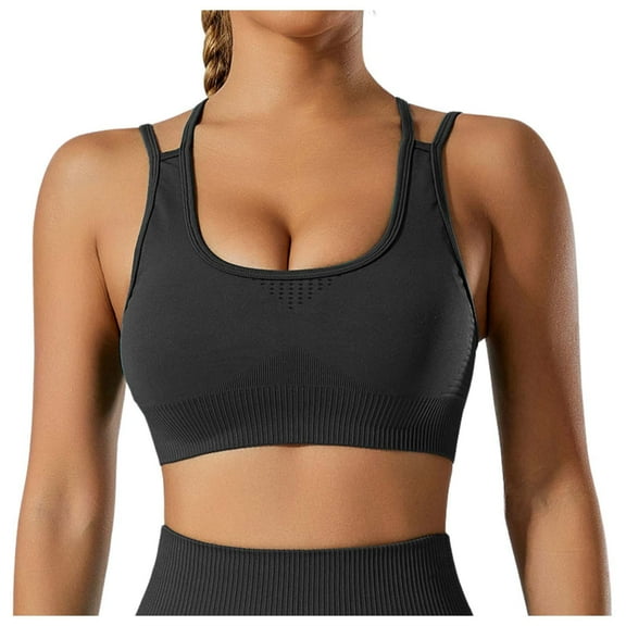 Bibifish Womens Ribbed Padded Sports Bra Breathable comforatable Trendy Fit sports bra Tank Top Workout & Daily Wear Crisscross Back sports Bra