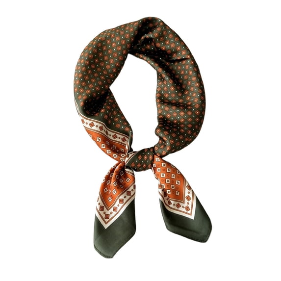 Bibifish Womens Satin 28" Square Scarf Vintage Geometric Print Lightweight Silk‑Like Neck Scarf Purse Scarf