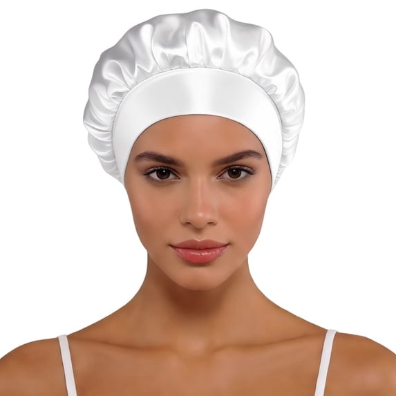 Bibifish Womens Satin Sleep Bonnet Soft Wide Band Adjustable Hair Care Daily Night Protection Headwear