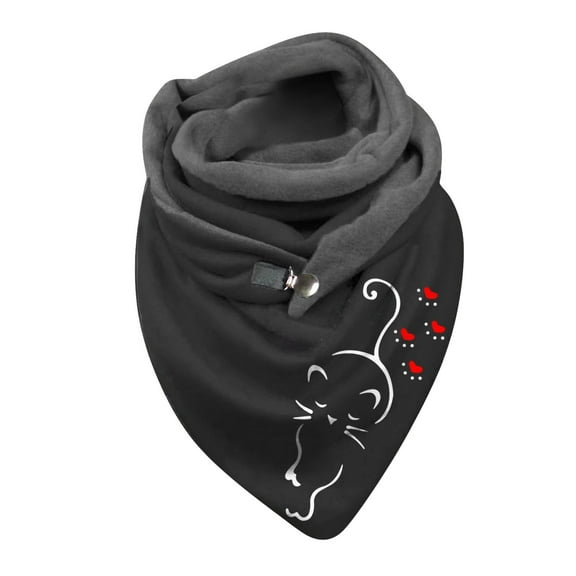 Bibifish Womens Scarf Black Cat Print Lined Soft Ultra-Warm Fall Winter Comfy Daily Wear Street Style Stylish Triangle Scarf