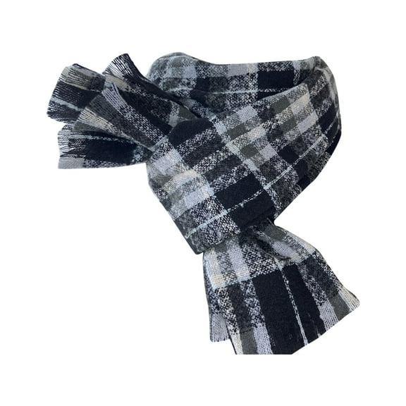 Bibifish Womens Scarf Black White Plaid Pattern Soft Warm Fuzzy Comfy Winter Fashion Classic Timeless Must-Have Statement Scarf