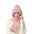 thumbnail image 1 of Bibifish Womens Scarf Hat One Piece Rib Knit Pattern Winter Warm Fleece Lined Scarf Hat Windproof Thermal Knitted One Piece Hat And Scarf, 1 of 5