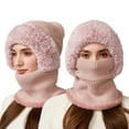 thumbnail image 1 of Bibifish Womens Scarf Hat One Piece Winter Warm Lined Scarf Hat Cold Weather Outdoor Activities Thermal Knitted 2 In 1 Neck Warmer For Ladies, 1 of 5