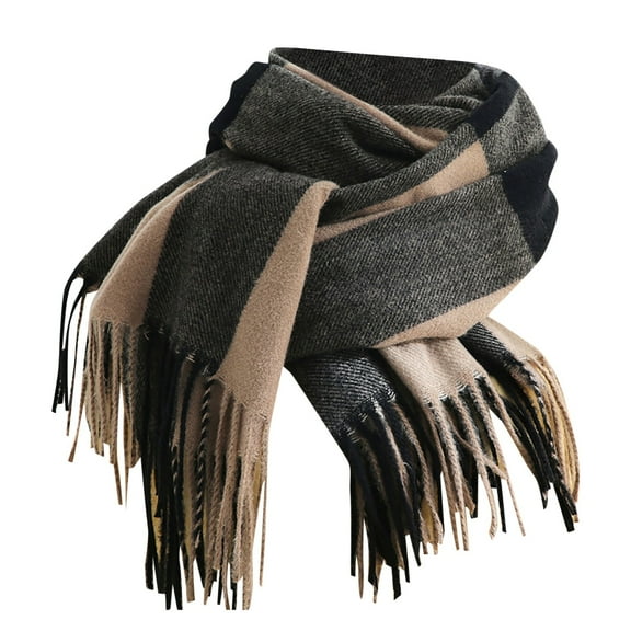 Bibifish Womens Scarf Retro Plaid Pattern Long Scarf With Fringes Soft Warm Fuzzy Comfy Winter Trendy Street Srtyle Stylish Scarf For Ladies