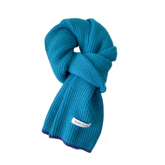 Bibifish Womens Scarf Solid Color Rib Knit Pattern Scarf Soft Knitted Comfy Casual Fall Winter Warm Daily Wear Scarf For Ladies