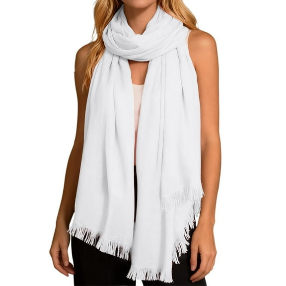 Bibifish Womens Scarf Solid Color Soft Lightweight Comfy Long Scarf With Fringes Soft Fall Winter Ladies Trendy Daily Wear Scarf