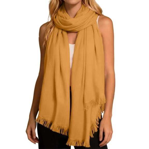 Bibifish Womens Scarf Solid Color Soft Lightweight Comfy Long Scarf With Fringes Soft Fall Winter Ladies Trendy Daily Wear Scarf