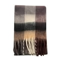 thumbnail image 1 of Bibifish Womens Scarf Trendy Color Block Plaid Pattern Fuzzy Scarf With Fringes Soft Warm Comfy Fall Winter Trendy Extra Long Scarf, 1 of 3