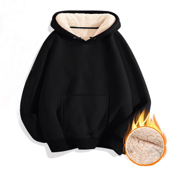 Bibifish Womens Sherpa Lined Hoodie Cream Fleece Lined Drawstring Hoodies With Pocket Warm Thick Oversized Fit Casual Commute Daily Hoodies