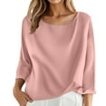 thumbnail image 1 of Bibifish Womens Shirts Round Neck 3/4 Dolman Sleeve Blue Top Lightweight Breathable Loose Fit Casual Basic Undershirts Spring Fall Comfy Outfits, 1 of 4