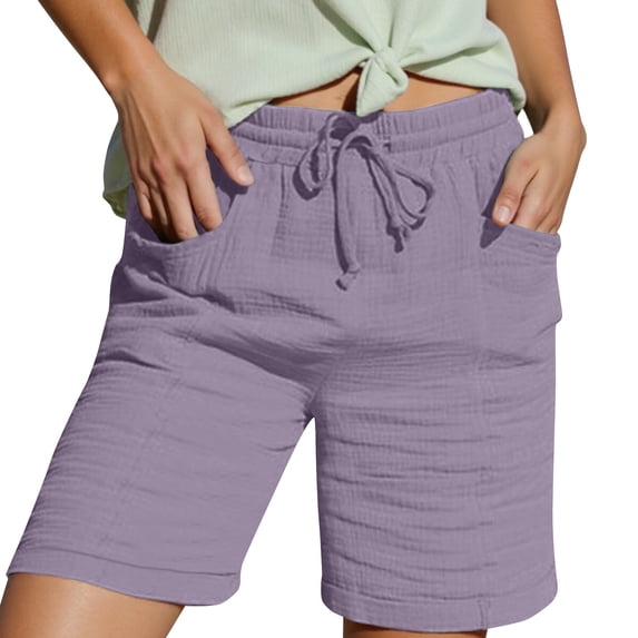 Bibifish Womens Shorts Straight Drawstring Elastic Waist Sweatshirts Summer Solid Color Casaul Summer Sports Bottoms With Pockets