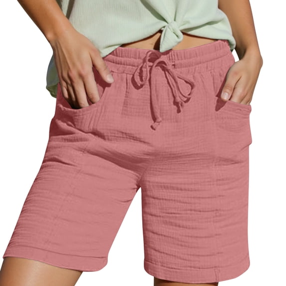 Bibifish Womens Shorts Straight Drawstring Elastic Waist Sweatshirts Summer Solid Color Casaul Summer Sports Bottoms With Pockets